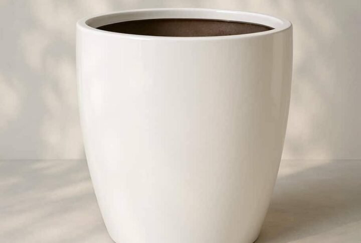 Buy Glaze White Ceramic Pot Online – Plantshop.me UAE