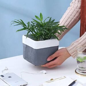Grey Fabri Square Ceramic Pot | Plantshop.me UAE